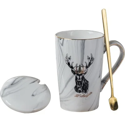 Керамическая кружка Moose чашка для кофе с молоком мальчики и девочки офис большой объем для воды чашка с Ложка Крышка Посуда для напитков подарочная коробка