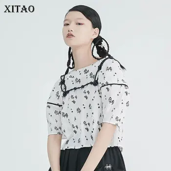 

XITAO Fashion Print Pattern Short Shirt Women Clothes 2020 Summer New Fashion Pullover Short Sleeve Elegant Blouse ZLL5149