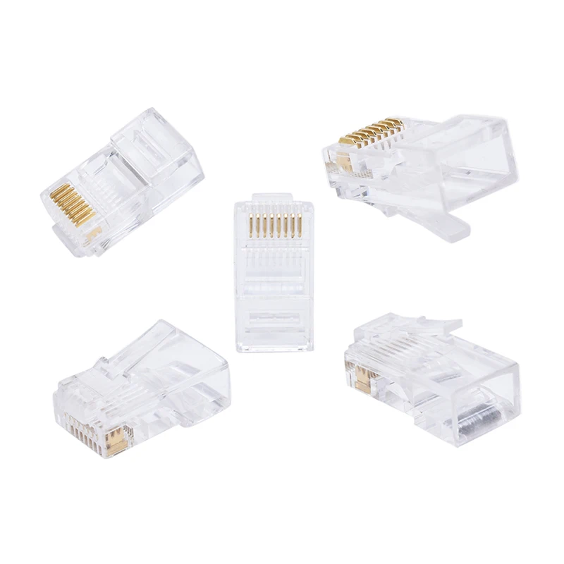 100PCS CAT5e RJ45 Connector 8P8C Modular Cable Ends Ethernet Crimp Connector