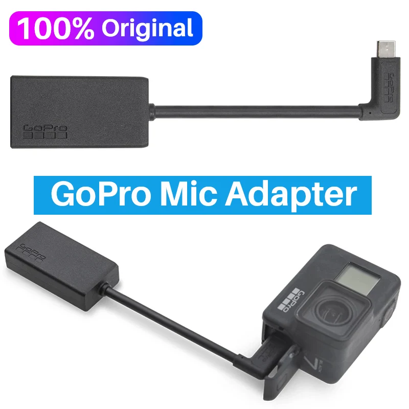 Original 3.5MM GoPro Mic Adapter for GoPro HERO 9 HERO 8 HERO 7 HERO 6 Hero 5 Black AAMIC-001 Microphone Cable Accessories