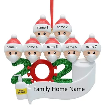 

2020 Quarantine Personalized Ornaments Survivor Family of 7 with Face Masks Hand Sanitized Christmas Ornament