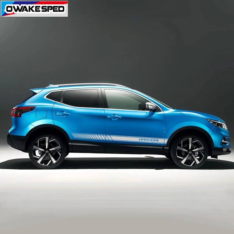 2 stücke Sport Streifen Für Nissan Qashqai J11 J10 Auto Tür Seite Rock  Aufkleber Racing Styling Auto Körper Decor Vinyl aufkleber Film