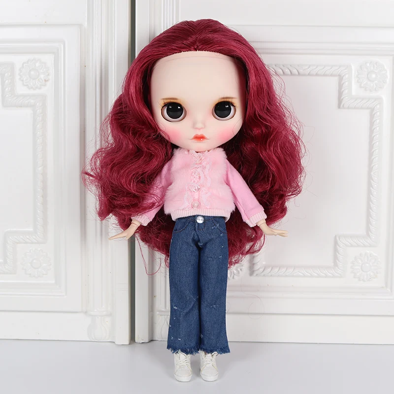 

Blyth doll white skin joint body Red hair Hand-painted face panels, long eyelashes and sleepy eye.NO.BL23693134268