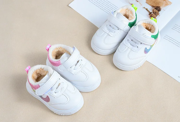 Осень Зима Повседневная обувь для новорожденного от 0 до 12 месяцев детская спортивная обувь теплая хлопковая обувь первая ходьба для мальчиков и девочек мягкая обувь