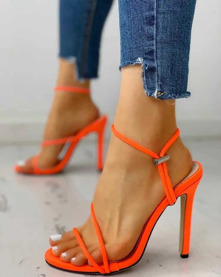 

Sandals Women's 2019 Summer New Style Europe And America Thin Drawstring Open Toe Thin Heeled A- line Buckle Ultra-High-Heel Rom
