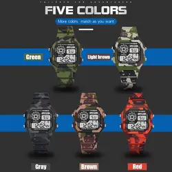 Synoke спортивные часы для мужчин мальчиков студентов Военная Униформа камуфляж зеленый красочный светильник будильник Дата Неделя крутой
