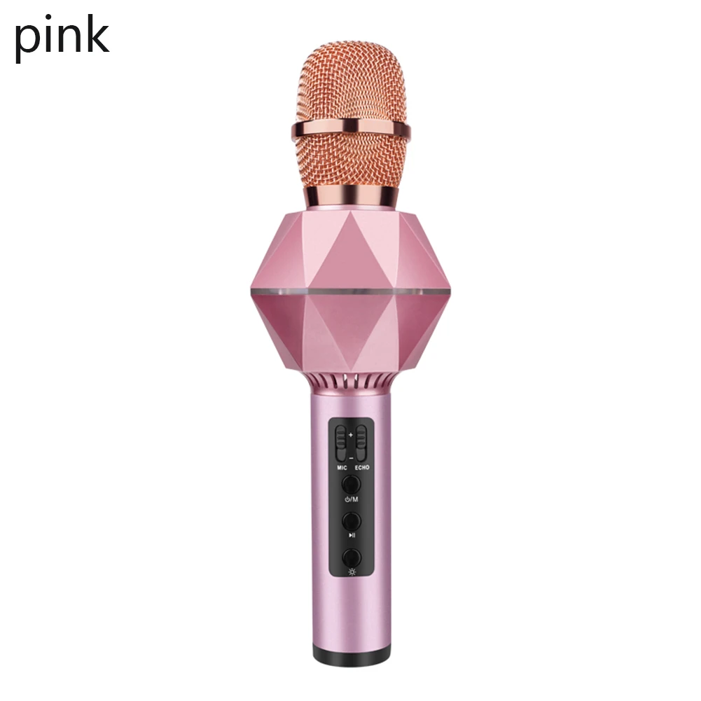pink Профессиональный ручной микрофон для караоке, мобильный телефон, плеер, Bluetooth, беспроводной конденсаторный микрофон, динамик, запись музыки для KTV аудио - Цвет: pink