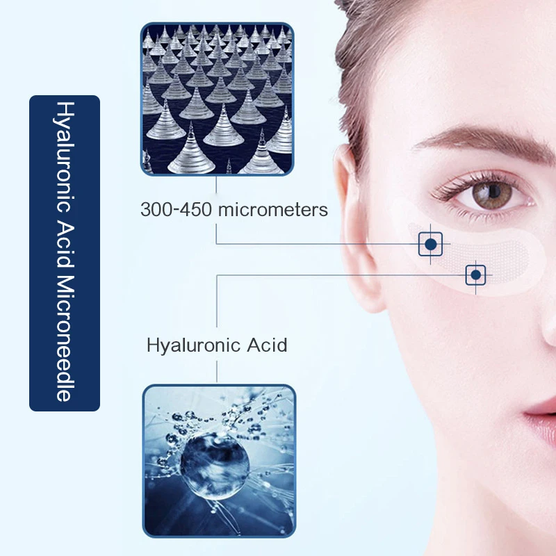 Eye Patches Hyaluronic Acids Microneedle Eye Pads Moisturizing Wrinkles Fine Lines Dark Circles Removal Collagen Eye Mask Patch