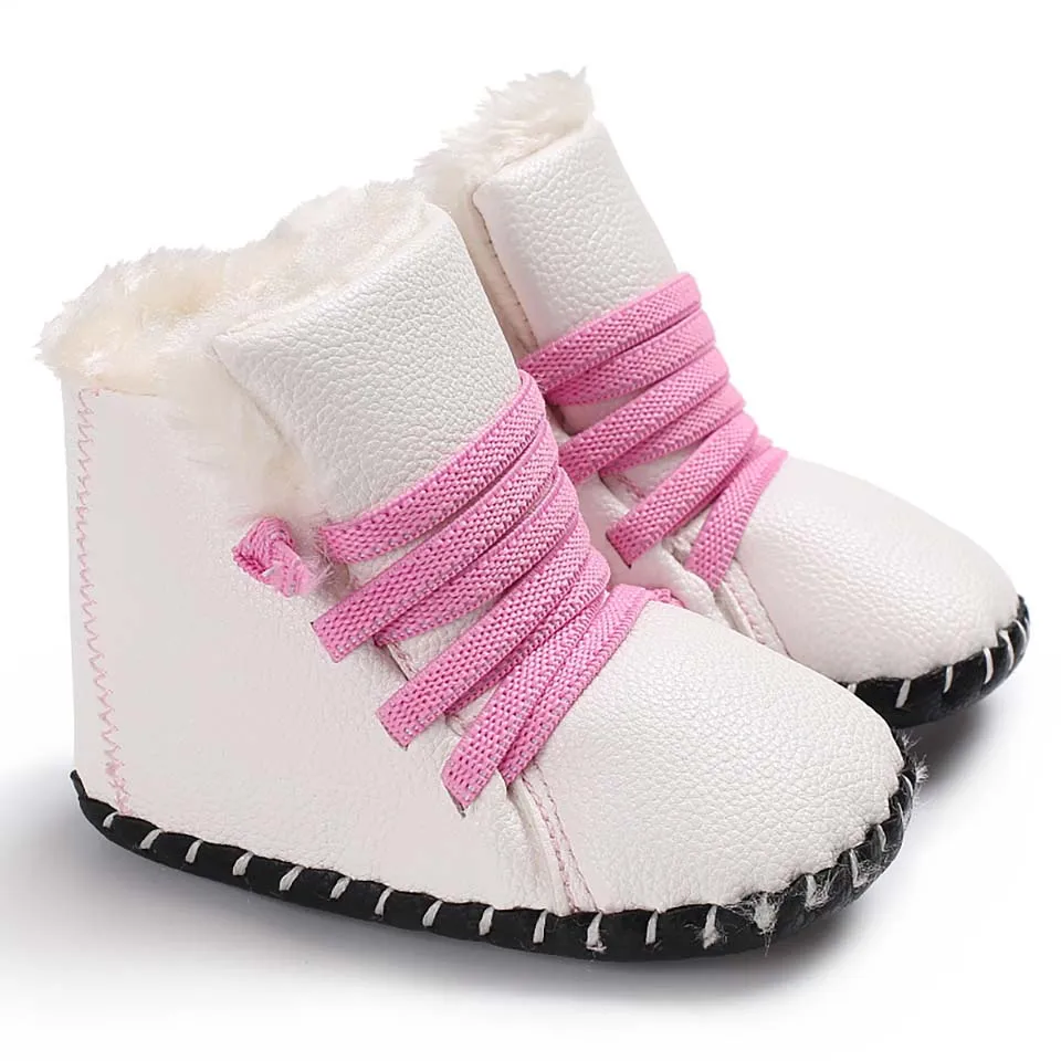 Детская обувь из искусственной кожи зимние сапоги для мальчиков и девочек Теплые Первые ходунки на мягкой резиновой подошве, Нескользящие Зимние ботиночки для малышей