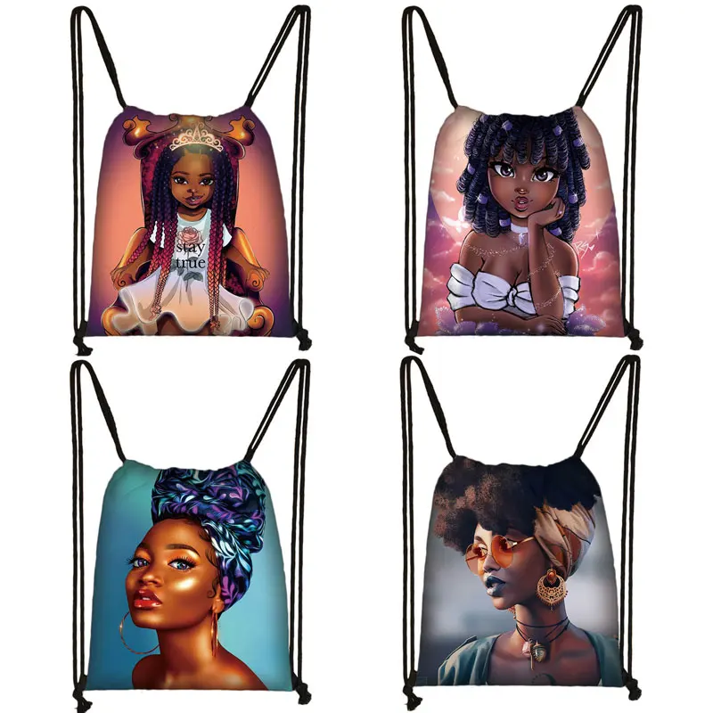 Women Backpack Bookbag Drawstring-Bag Travelling Teenager Black Girls Ladies Shoes-Bags