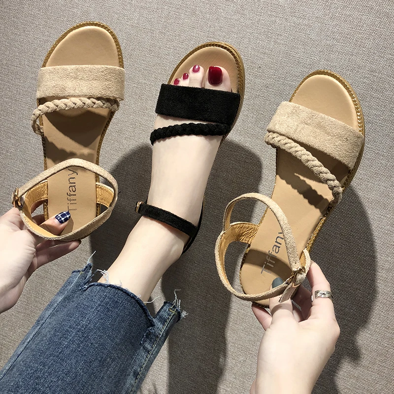 

Women Sandals Ankle Strap Flat Sandal Casual Shoes Woman sandalias mujer Summer Shoes Ladies Sandals Zapatos Mujer romeetse 7383