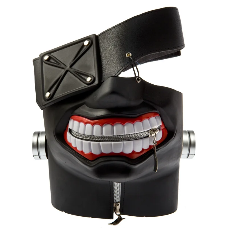 Hot Sales High Quality Halloween Anime Cosplay Tokyo Ghoul Kaneki Ken Mask Adjustable Zipper Masks 3D PU Leather + Blinder |