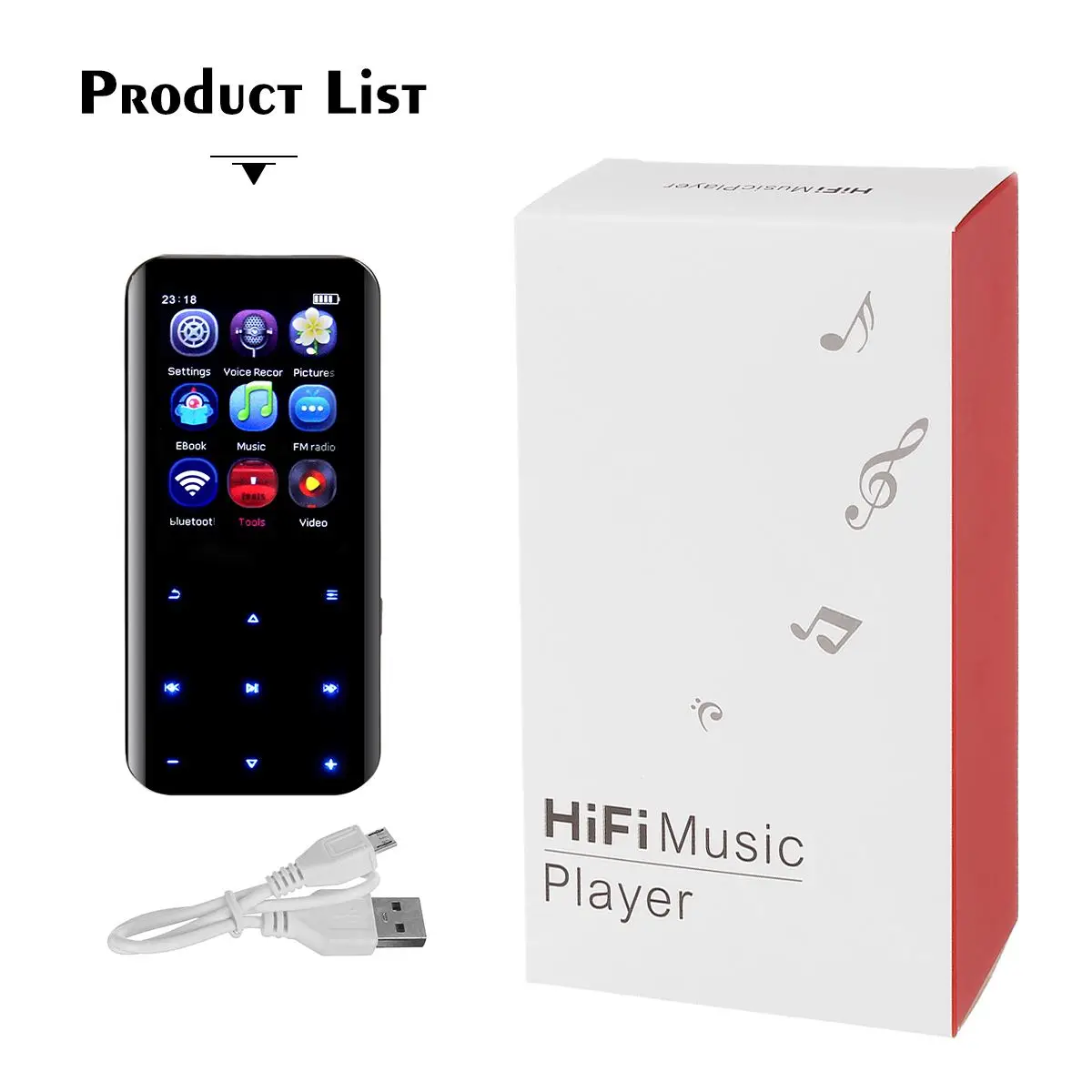 MP3-плеер bluetooth Встроенный 8/16 ГБ 2,4 экран сенсорный ключ FM радио Запись видео электронная книга поддержка OTG портативный hifi MP3-плеер