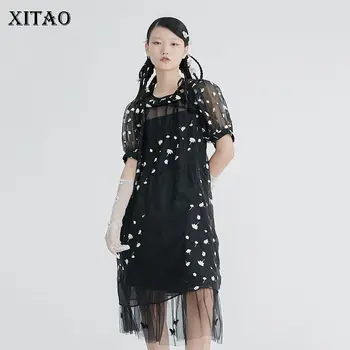 

XITAO Thin Mesh Sleeveless Dress Fashion New Pullover 2020 Summer Goddess Fan Sexy Style Loose Vintage Casual Dress ZLL5182