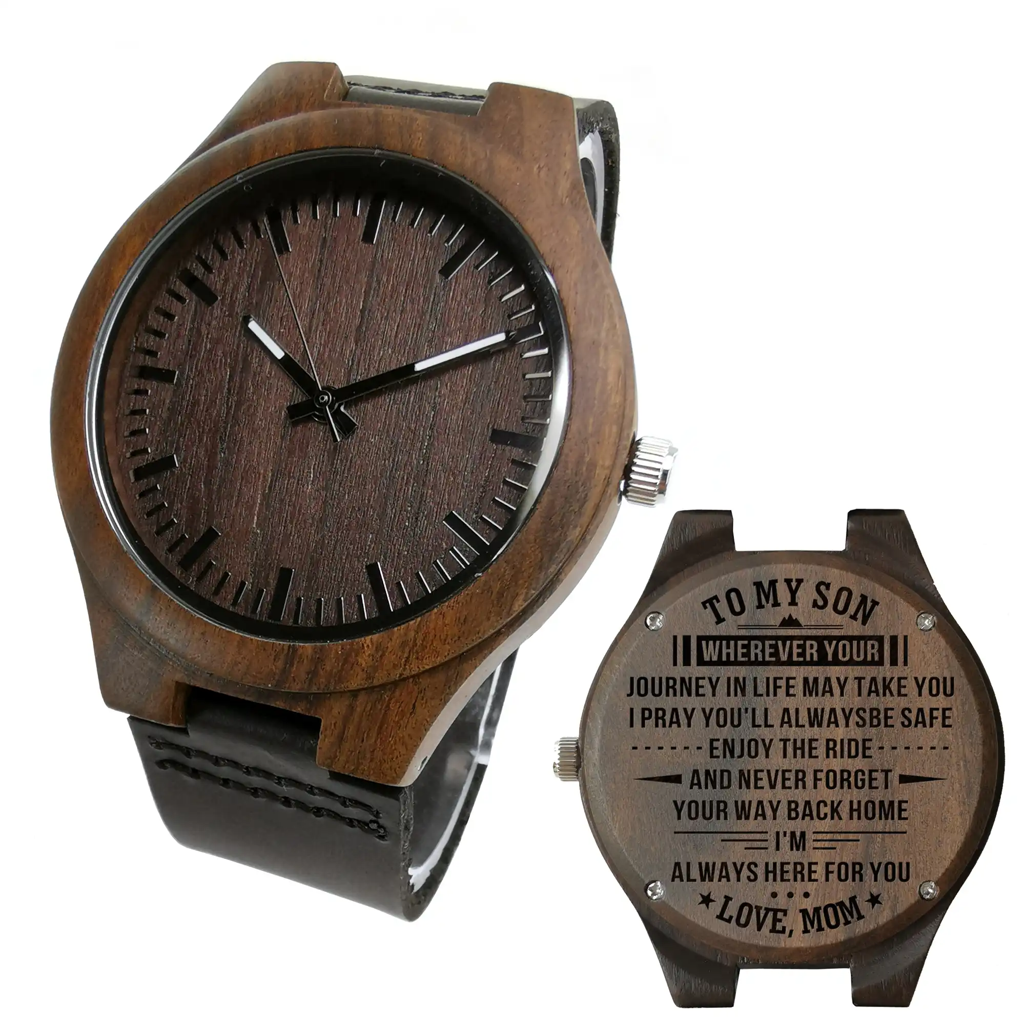 To My Son I Love You Forever Engraved Wooden Watch Luxury Wrist Men Watch Custom Personalized Watches Gifts Quartz Watches Aliexpress