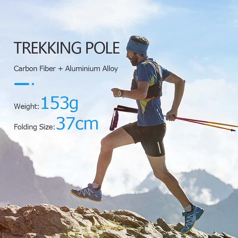 AONIJIE E4201 Lightweight Folding Collapsible Quick Lock Trekking Pole Hiking Pole Trail Running Walking Stick Carbon Fiber 3