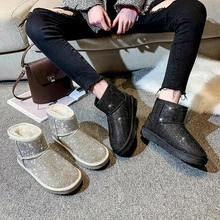 Зимние ботинки зимние ботильоны женская обувь теплые ботинки на меху женская повседневная обувь размера плюс нескользящая обувь на платформе золотого цвета