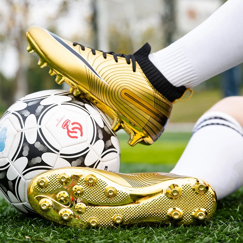 de fútbol doradas para hombre niño, Zapatos deporte al aire libre, con pinchos largos, antideslizantes, novedad|Calzado de fútbol| - AliExpress