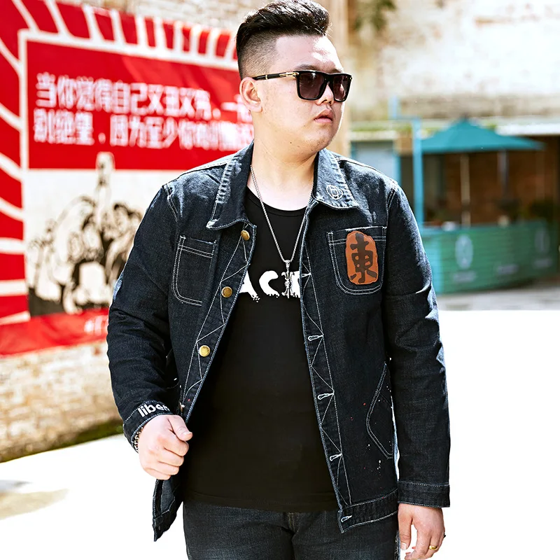 

Japanese-style Large Size Men'S Wear Elasticity Lard-bucket Denim Jacket Plus-sized And Tide Fat Cowboy Shirt Loose Fat Tops Men