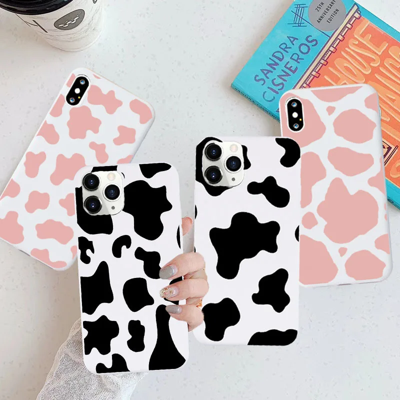 Бело розовая корова символ шаблон печати чехол для телефона IPhone X XS XR MAX 12 11 PRO Max 6S