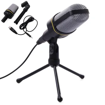 

SF-920 Computer Microphone Pofessional 3.5mm Wired Handheld Microphone With Stand For Phone Recording Pc Chat MSN Skype