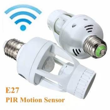 

360 Degree Infrared PIR Motion Sensor LED E27 Lamp Base Light Bulb Switch Lamp Holder Converter Adapter 110V/220V