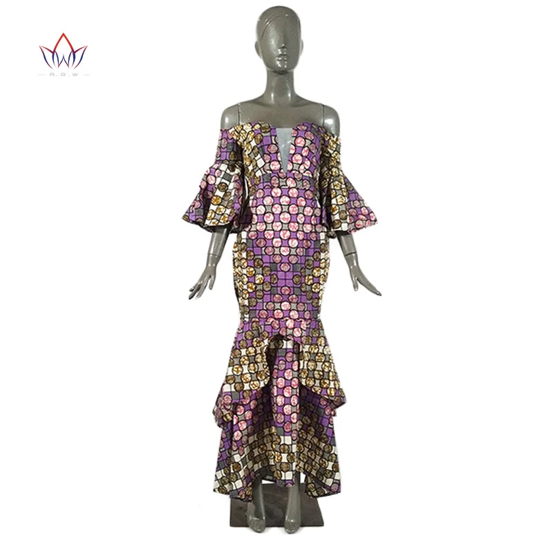 

African Print Sexy Evening Long Dresses Dashiki African Dresses for Women African Clothes Strapless Dresses Bazin Riche