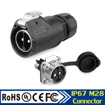 

PBT Plastic Screw Cable LP28 2 Pin 50A 500V 16AWG Cable Plug Panel Mount Socket Waterproof Electric Power Connector For Auto Car