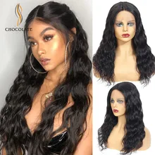 Парики из натуральных волос на шнурках Remy, глубокая волна, предварительно выщипанная Т-образная форма, бразильский кружевной парик, боковая часть, отбеленные узлы, 14 дюймов