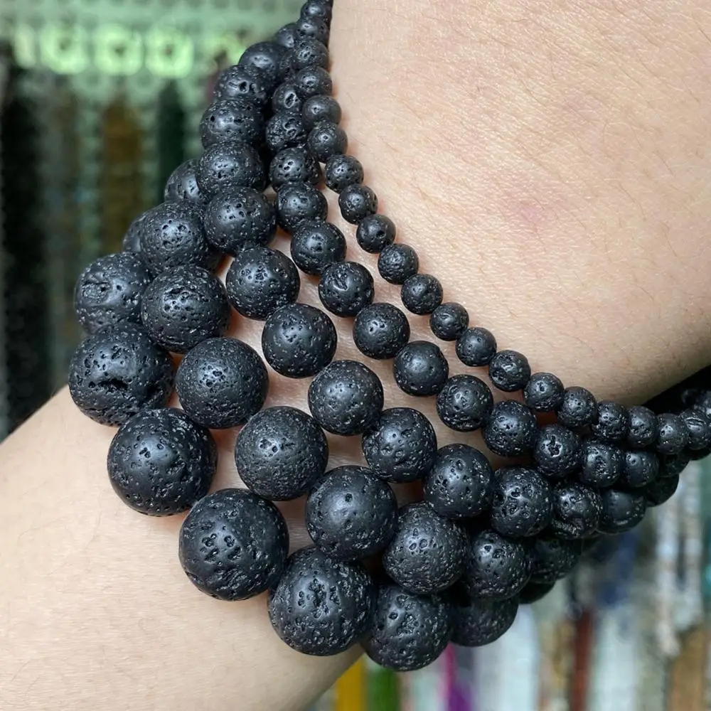 Wholesale Natural Lava Stone Volcano Round Loose Spacer Beads 8mm Jewelry Making 