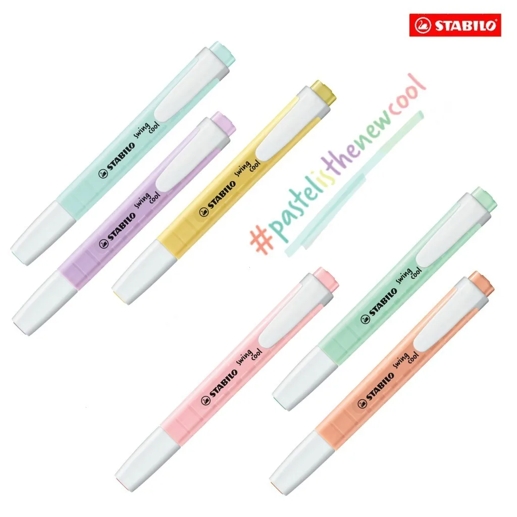STABILO Swing Cool Pastel Highlighter Pen and Text Marker with Pocket Clip