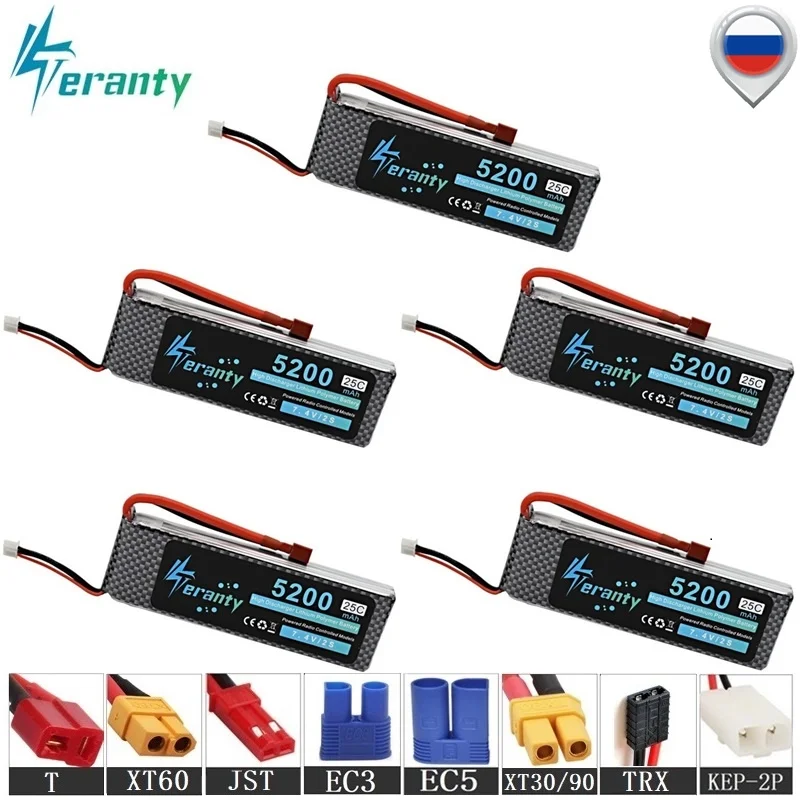 TERANTY power 7,4 V 5200mAh Lipo батарея для RC автомобилей роботов самолетов вертолетов части 2s литиевая батарея 7,4 v RC беспилотный аккумулятор