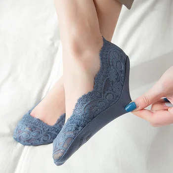 

Women Girls Summer Socks Style Lace Flower Short Sock Antiskid Invisible Ankle Socks 2020 New 5 colors
