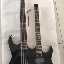 Электрическая гитара без головы, Двойная модель шеи, 4 струны, электрический бас+ 6 струн, электрогитара в черном цвете 171123