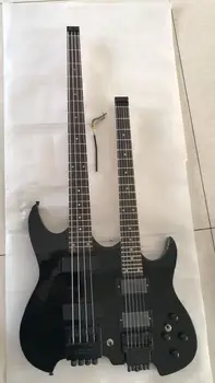 

Wholesale Headless Electric Guitar Double NECK Model 4 String Electric Bass+6 String electric Guitar In Black 171123