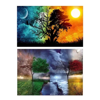 

5D DIY Diamond Painting "Sun And Moon Tree" Full Circular Diamond Of Rhinestones Embroidery Cross Stitch Wall Sticker Home Decor
