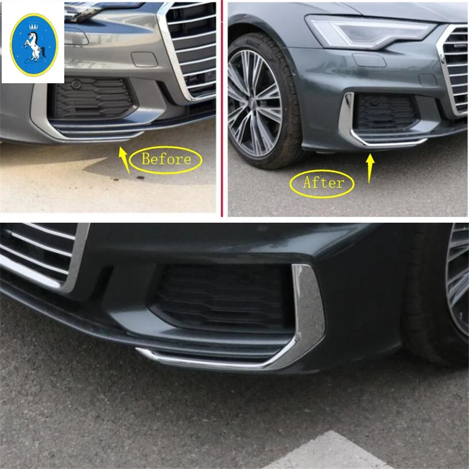 Yimaautotrims авто аксессуары передние противотуманные фары лампа век брови полосы крышка отделка хром подходит для Audi A6 C8 ABS