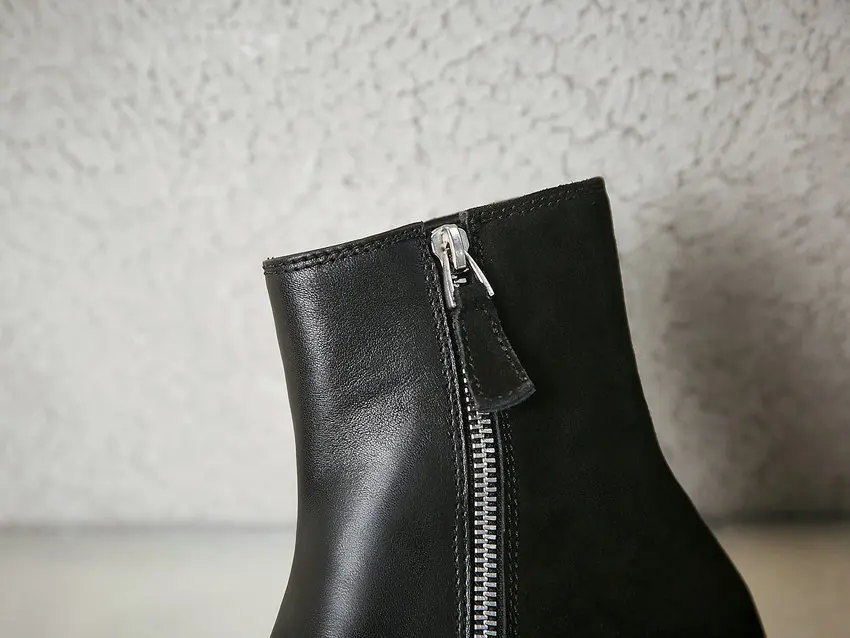 QUTAA Wedges Casual Round Toe Women Shoes Autumn Winter Cow Leather Cow Suede Fashion Platform Zipper Ankle Boots Size34-39