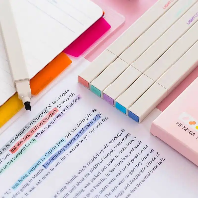 6 шт./компл. защита глаз милый мягкой головкой Маркер ручки пастель, жидкое косметическое средство, ручка пуля журнал флуоресцентных ручек