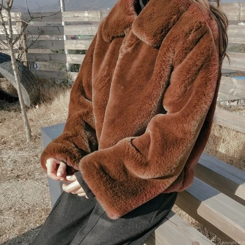 winter new imitation grass Rabbit fur plush thick warm coat 1019