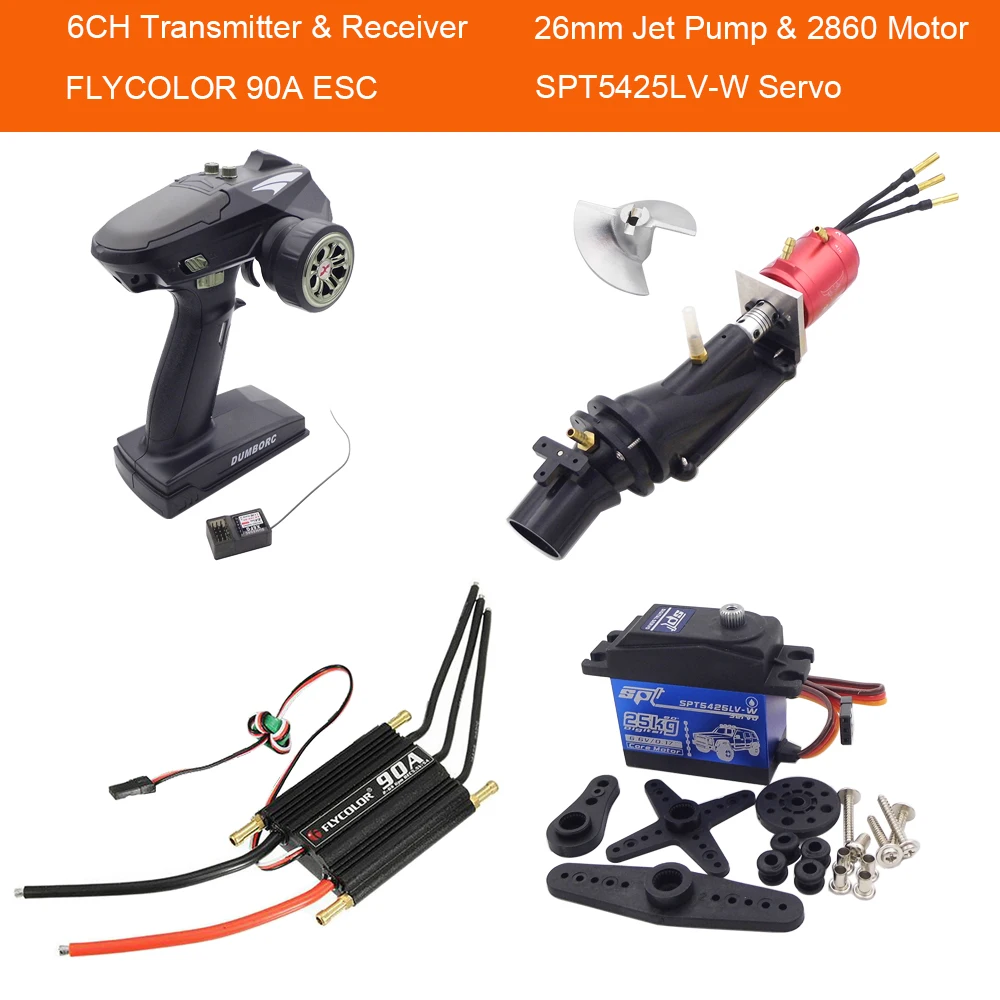 

26 мм Jet насос воды двигателя 2860 Brushlees мотор 90A ESC собрать комплект для RC реактивный привод лодка