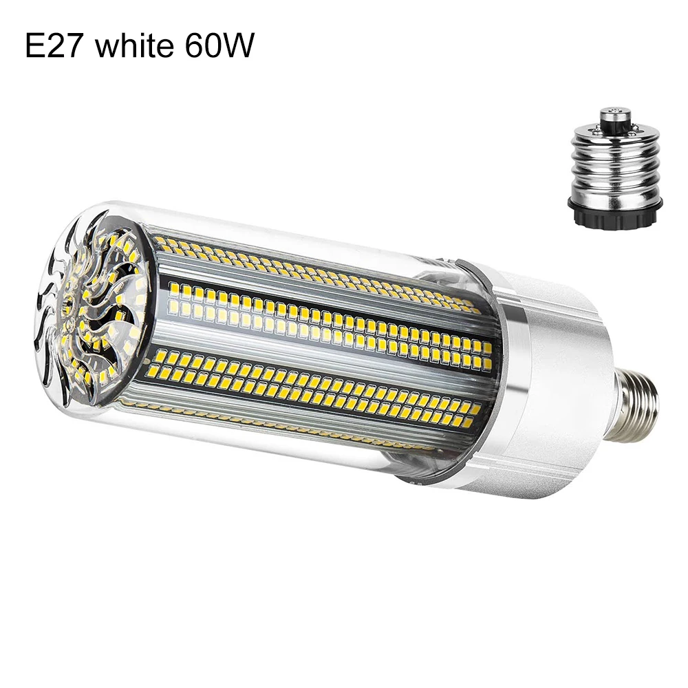 white 60W 60 Вт супер яркий кукурузный светодиодный светильник лампа с E27 большой Mogul Базовый адаптер для большой площади коммерческий потолочный светильник ing горячая распродажа - Цвет: white 60W
