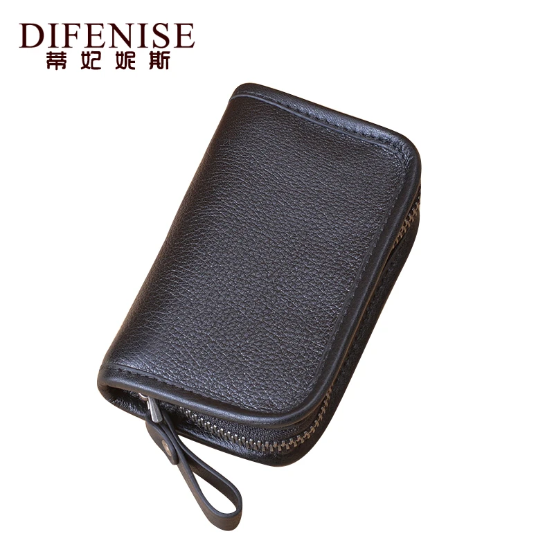 Difenise из натуральной кожи Для мужчин ключ ремешок для кошелька монета кошелек на молнии держатель ключей ID