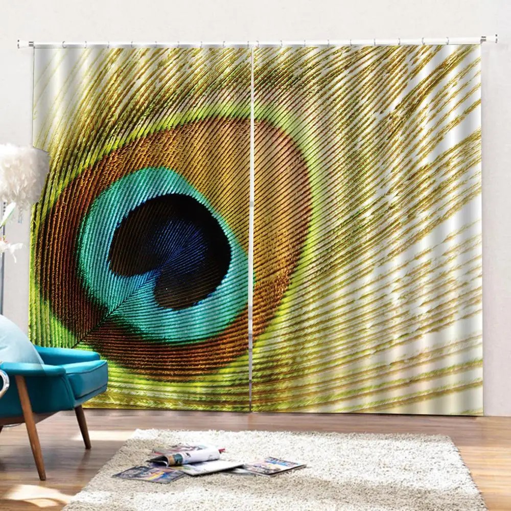Beautiful Peacock Feather windows Curtain for living room blackout bedroom curtains