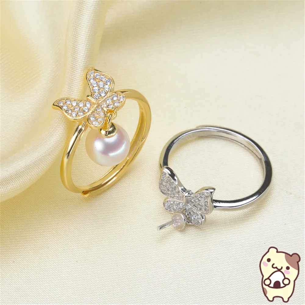 

Free Shipping Wholesale Silver Plated Pearl Ring Accessories Types Creative Ring for Women DIY Pearl jewelry Gifts 2019J079