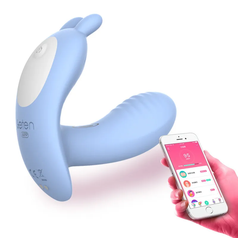 Вибратор фаллоимитатор Leten с Bluetooth Двойной вибрирующий массажер для стимуляции