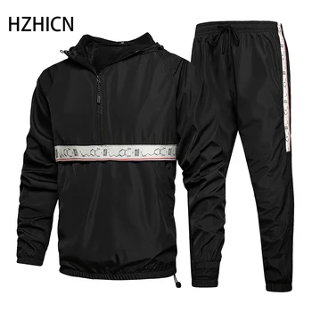 

Men's Sets Tracksuit Autumn Hooded Sweatshirt Drawstring Outfit Sportswear Male Suit Pullover Casual Two Piece Set Ropa Hombre