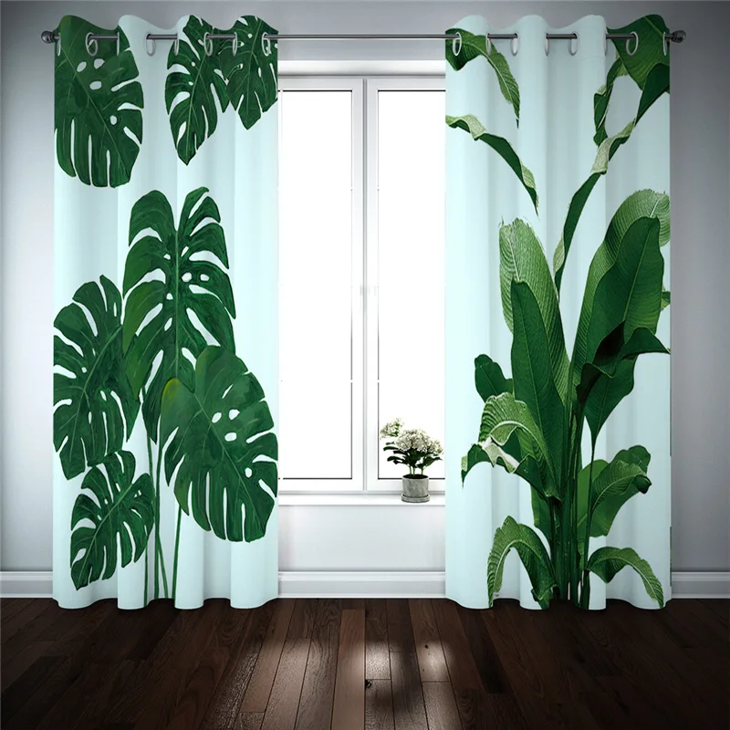 Blackout 3D Luxury Curtains For Living Room Green Window Drapes Cortinas Decor leaf Curtain Customized size | Дом и сад