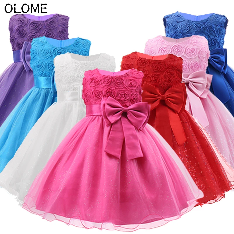 

OLOME Evening Dress for Girls Rose Wedding Children Clothing Summer Baby Skirt Classical Prom Costume Kids Formal Garment