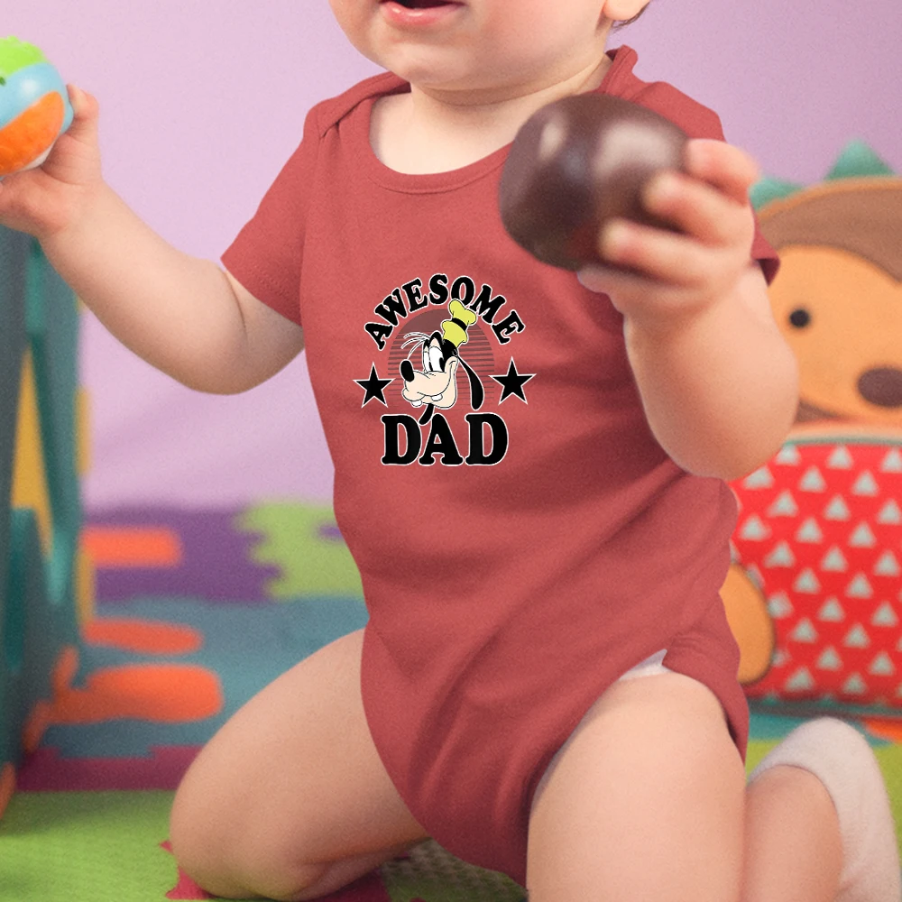 

Toddler Bodysuits AWESOME DAD Letters Goofy Four Seasons Comfortable Dropship Disney Fashion Casual Baby Girl Boy Onesie 0-24M